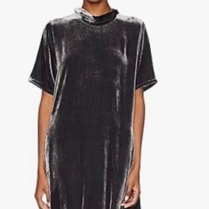 EILEEN FISHER CHARCOAL VELVET BACK TIE SHIFT